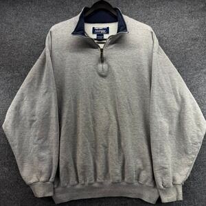 LLBean Mens Quarter Zip Sweatshirt Grey X Large Made in USA Russell Athletic